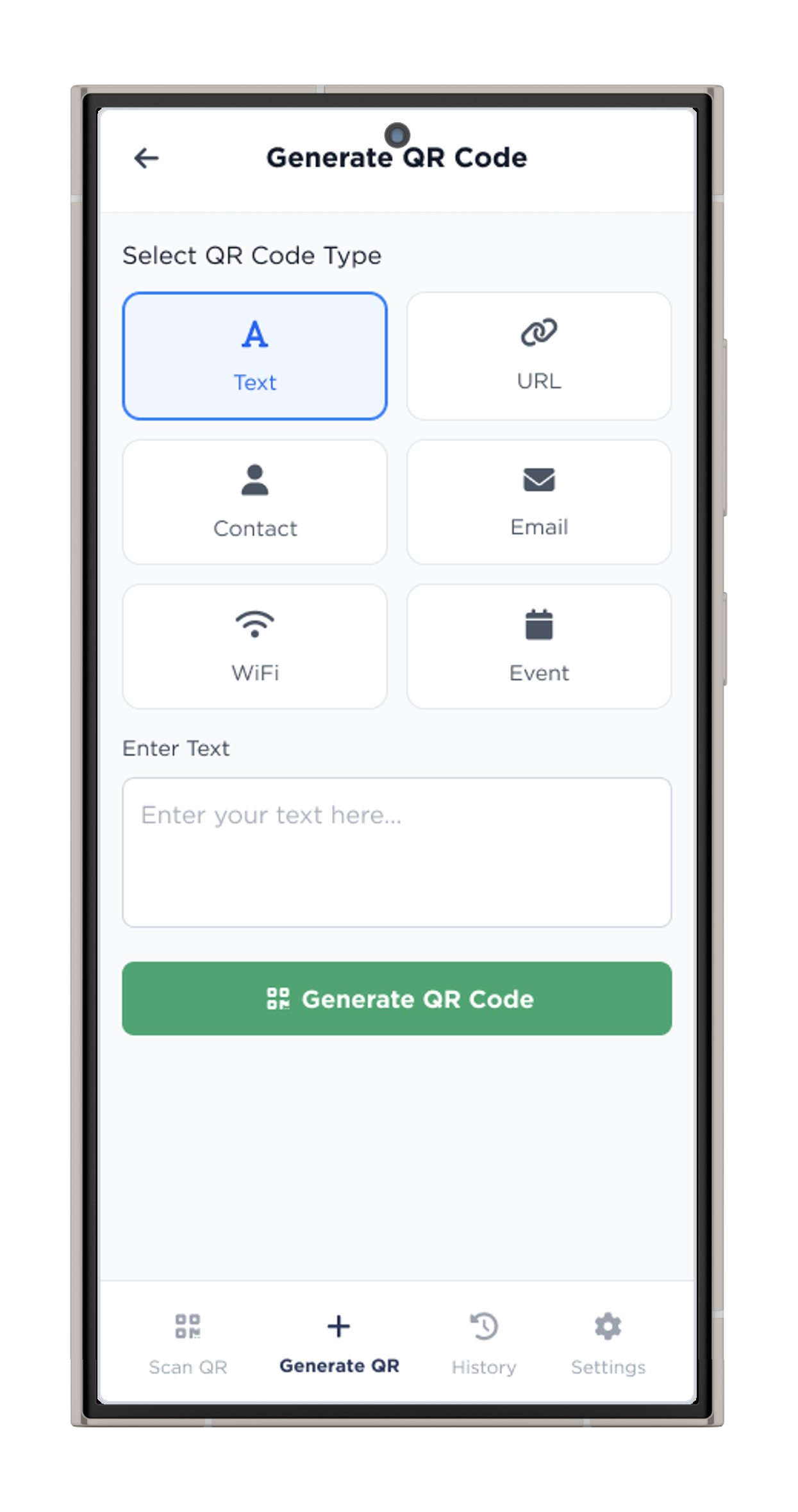 Generate QR Code Screen